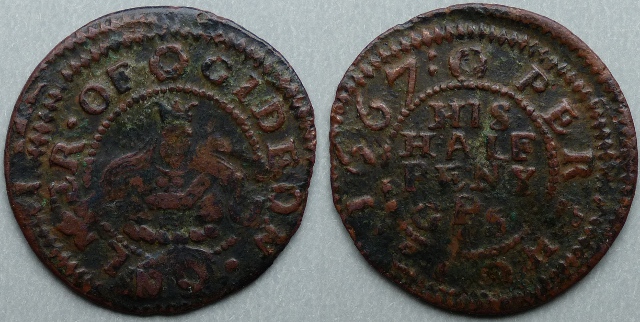 Pershore, Gideon Palmer 1667 halfpenny